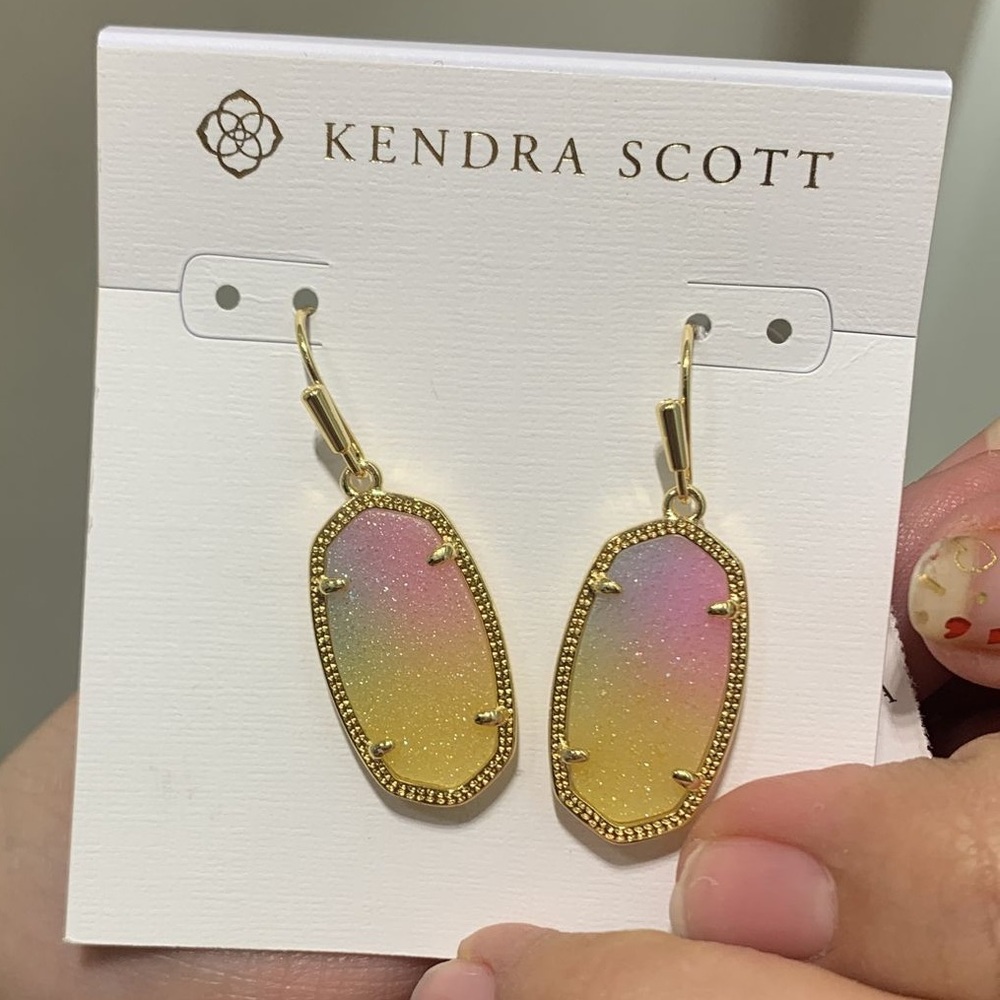 Kendra Scott Dani Earrings in Pink Watercolor Drusy